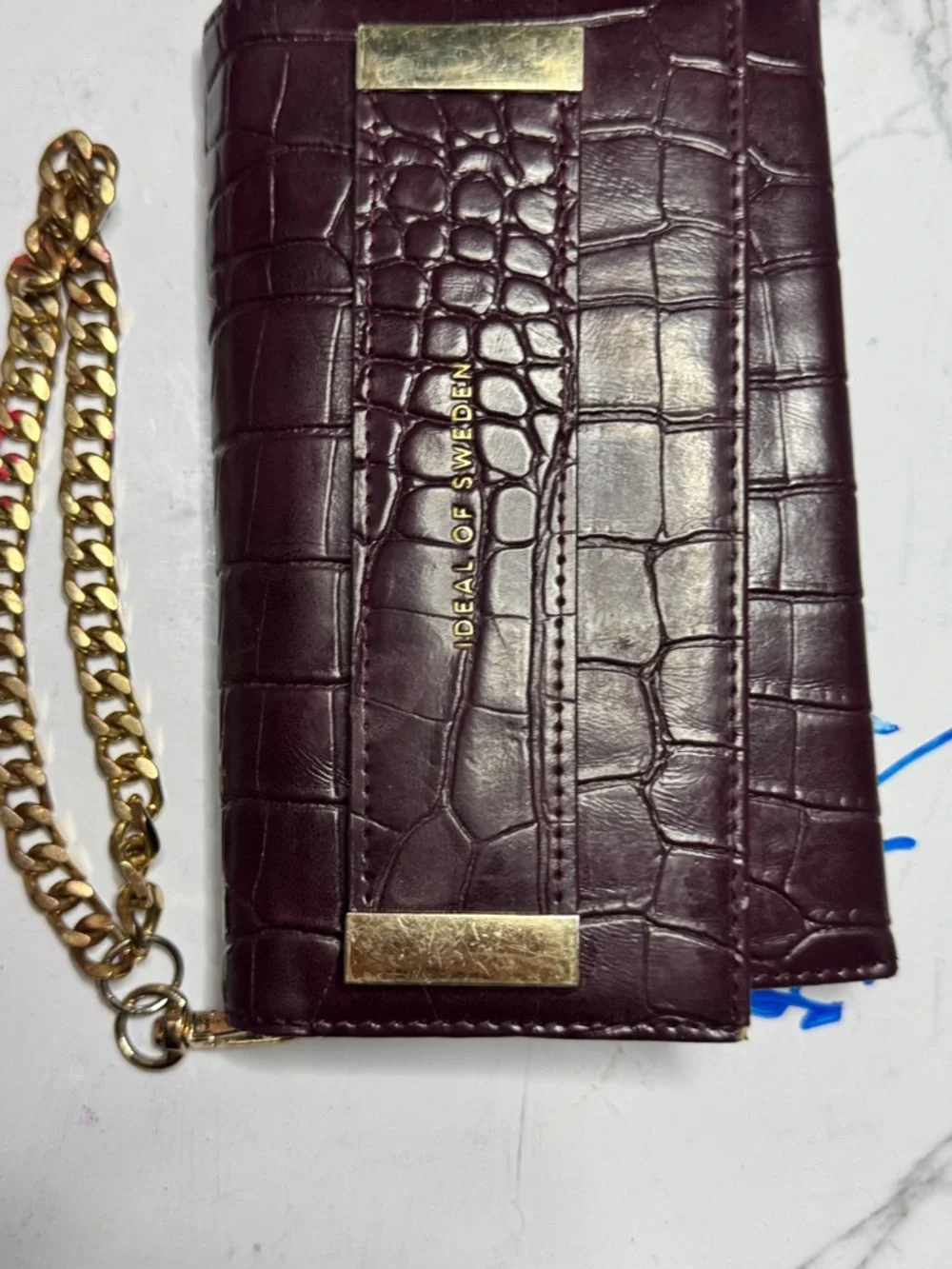 Blush Pink Croc-Texture Phone Case with Card Slot